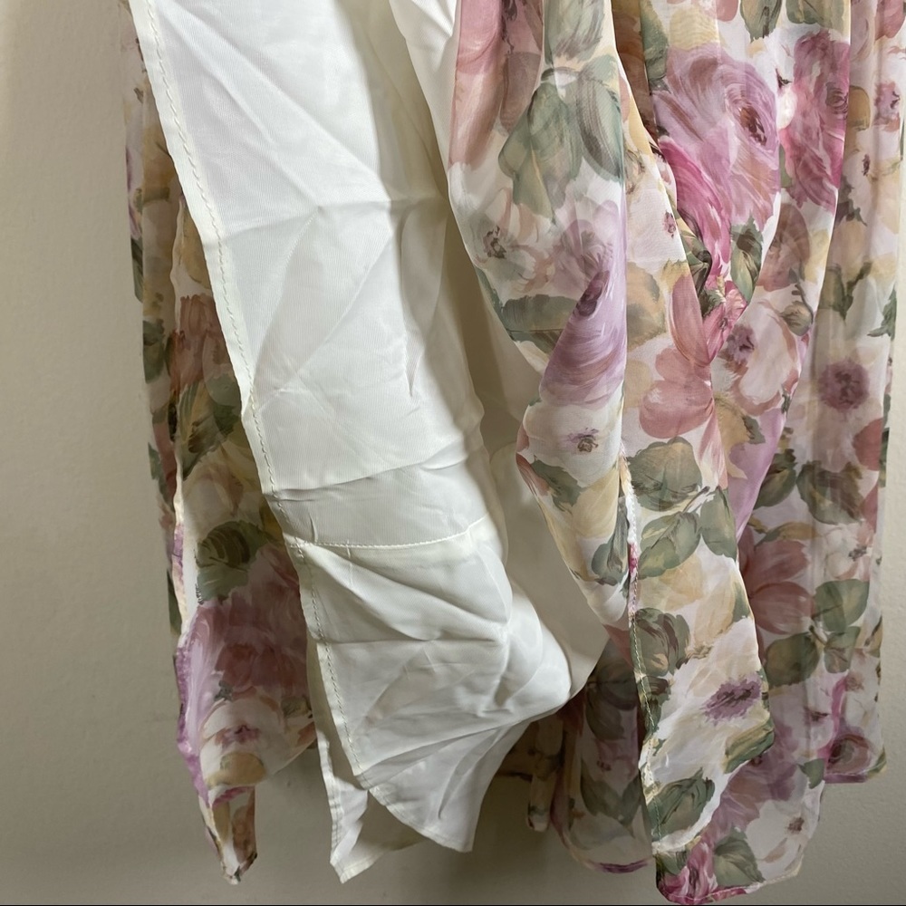 Jessica McClintock Vintage Strapless Floral Midi Chiffon Dress - Picture 5 of 8